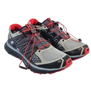 Salomon XR Mission Running Shoes Mens 9 Grey Red Mesh Trail Sneakers 327820 EUC